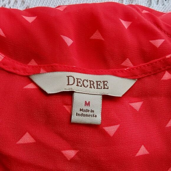 Decree Blouse Red Sz M Wrap style Sheer - Picture 7 of 8